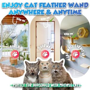 LEKEWPET Retractable Cat Feather Toys, 7PCS Refills with Bell, Interactive Doorway Hanging Teaser Toys for Indoor Cats. Kitten Play Exercise Feather Teaser Toys.