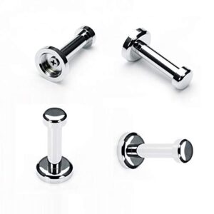 FAME SUPERB Brass Single Towel Robe Hook, Wall Mounted Rustproof Hooks with Concealed Screws, Easy Installation (4, Polished Chrome)