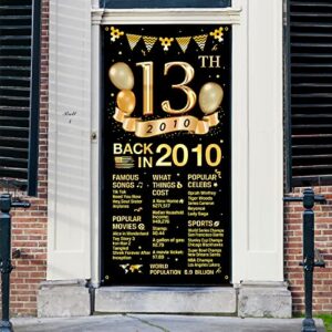 13th Birthday Door Cover Banner Decorations, Black Gold Happy 13th Birthday Door Cover Party Supplies, Large Thirteen Year Old Birthday Poster Backdrop Sign Decor