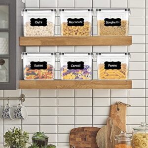 ME.FAN 6 Set 3.2L Food Storage Containers, Spaghetti Containers Airtight Horizontal Storage/Pasta Containers Kitchen Pantry Organization Canisters with 24 labels & Pen - Black