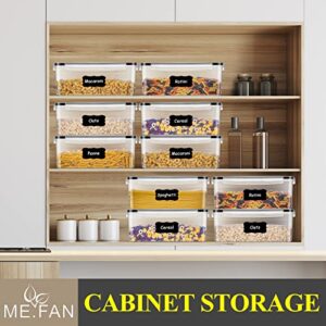 ME.FAN 6 Set 3.2L Food Storage Containers, Spaghetti Containers Airtight Horizontal Storage/Pasta Containers Kitchen Pantry Organization Canisters with 24 labels & Pen - Black