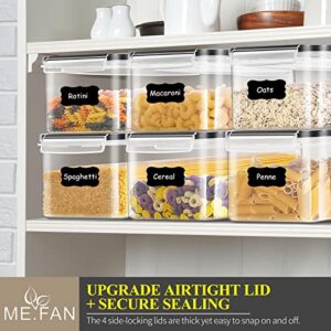 ME.FAN 6 Set 3.2L Food Storage Containers, Spaghetti Containers Airtight Horizontal Storage/Pasta Containers Kitchen Pantry Organization Canisters with 24 labels & Pen - Black