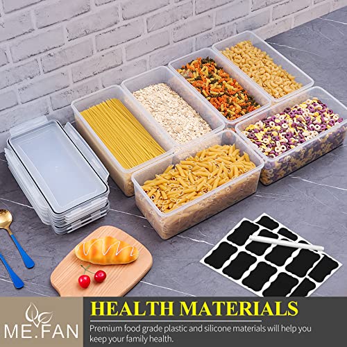 ME.FAN 6 Set 3.2L Food Storage Containers, Spaghetti Containers Airtight Horizontal Storage/Pasta Containers Kitchen Pantry Organization Canisters with 24 labels & Pen - Black