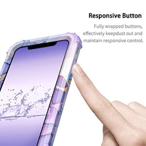 Hekodonk for iPhone 11 Case, Heavy Duty Shockproof Protection Hard Plastic+Silicone Rubber Hybrid Protective Case for Apple iPhone 11 6.1 Inch Purple Marble