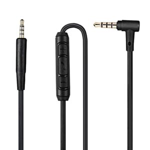 replacement audio cable cord for bose qc25, qc35, quietcomfort 25, quietcomfort 35, on-ear 2,oe2,oe2i soundlink/soundtrue headphones inline mic/remote control – black