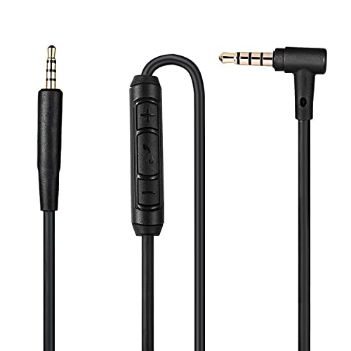 Replacement Audio Cable Cord for Bose QC25, QC35, QuietComfort 25, QuietComfort 35, On-Ear 2,OE2,OE2i Soundlink/SoundTrue Headphones Inline Mic/Remote Control – Black