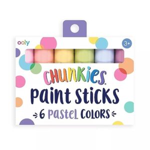 ooly chunkies twistable tempera paint sticks for kids, no mess kids art supplies for kids 4-6, mess free coloring for toddlers, classroom supplies for toddler art, quick drying art [pastel, set of 6]