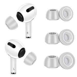 pious premium memory foam tips for airpods pro, no silicone ear tip pain, fit in the charging case, noise-reducing in-ear ear caps accessories, 3 pairs (assorted sizes s/m/l), grey