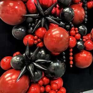 50pcs Chrome Metallic Red Balloons, 12inch Ruby Red Double Layer Latex Balloons,Chrome Dark Red For Wedding, Graduation, Baby Shower Decorations (with 2 Red Ribbon)