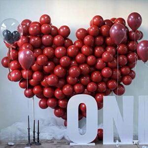 50pcs Chrome Metallic Red Balloons, 12inch Ruby Red Double Layer Latex Balloons,Chrome Dark Red For Wedding, Graduation, Baby Shower Decorations (with 2 Red Ribbon)