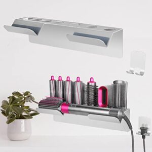 eutrkei dyson airwrap styler holder, storage stand for dyson airwrap styler wall mounted, organizor rack for airwrap styler and attachments, silver, (only stand)