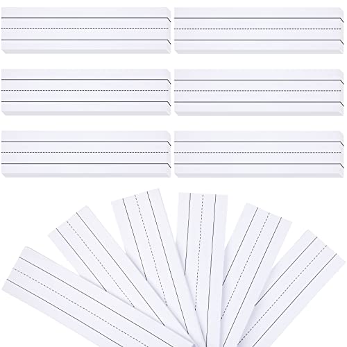 600 Sheets Sentence Strips Ruled for Teachers Name Writing Strips Adhesive Lined Word Strips Classroom Supplies Dry Erase Sentence Strips for School Office Supplies, 3 x 12 Inch, 6 Pack (White)