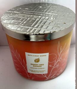 bath & body works, white barn 3-wick candle w/essential oils - 14.5 oz - 2022 spring scents! (sweet red mango)