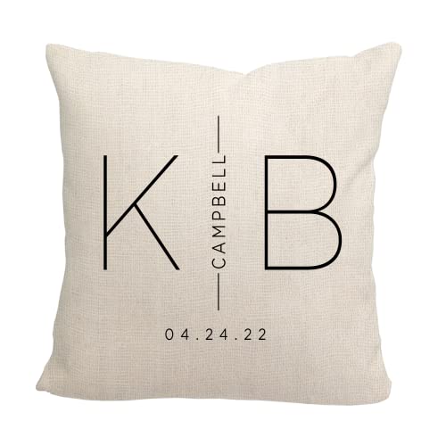 Pattern Pop - Personalized Wedding Throw Pillow - Couple Decorative Pillow - Celebrate Anniversaries and Weddings in Style - 17” x 17” Square Cover and Pillow - Monogram