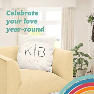 Pattern Pop - Personalized Wedding Throw Pillow - Couple Decorative Pillow - Celebrate Anniversaries and Weddings in Style - 17” x 17” Square Cover and Pillow - Monogram