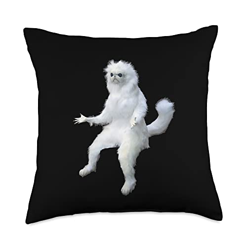 Persian Cat Room Guardian Meme Throw Pillow, 18x18, Multicolor