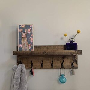 Coat Rack with Shelf Wall Mounted with Storage (Choose your Length) Towel Rack Entryway Organizer Key Hooks (48"L (11 hooks))