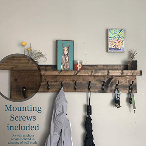 Coat Rack with Shelf Wall Mounted with Storage (Choose your Length) Towel Rack Entryway Organizer Key Hooks (48"L (11 hooks))