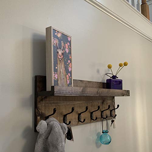 Coat Rack with Shelf Wall Mounted with Storage (Choose your Length) Towel Rack Entryway Organizer Key Hooks (48"L (11 hooks))