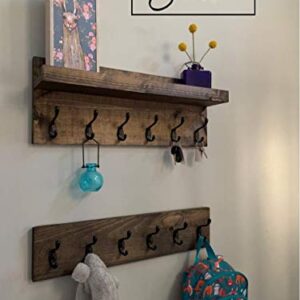 Coat Rack with Shelf Wall Mounted with Storage (Choose your Length) Towel Rack Entryway Organizer Key Hooks (48"L (11 hooks))