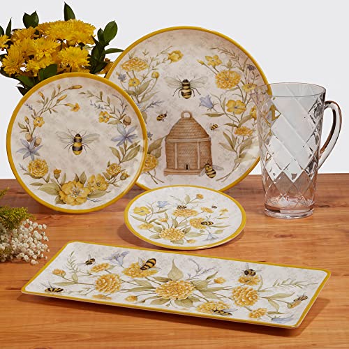 Certified International Bee Sweet 12 Piece Melamine Dinnerware Set, Service for 4, Multicolor