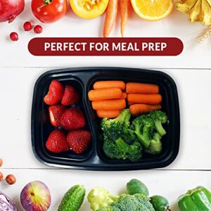 Reli. Meal Prep Containers, 32 oz. | 45 Pack | 2 Compartment Food Container w/Lids | Microwavable Food Storage Containers/To Go | Black Reusable Bento Box/Lunch Box Containers for Food/Meal Prep