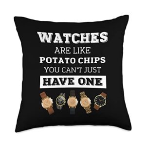 watch collector gifts watch lover horologist collecting horologist lover watch collector throw pillow, 18x18, multicolor
