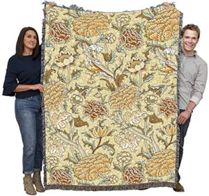 pure country weavers william morris cray butterscotch blanket - arts & crafts - gift tapestry throw woven from cotton - made in the usa (72x54)