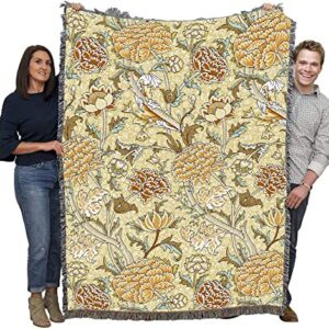 Pure Country Weavers William Morris Cray Butterscotch Blanket - Arts & Crafts - Gift Tapestry Throw Woven from Cotton - Made in The USA (72x54)