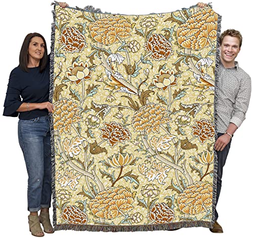 Pure Country Weavers William Morris Cray Butterscotch Blanket - Arts & Crafts - Gift Tapestry Throw Woven from Cotton - Made in The USA (72x54)