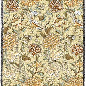 Pure Country Weavers William Morris Cray Butterscotch Blanket - Arts & Crafts - Gift Tapestry Throw Woven from Cotton - Made in The USA (72x54)