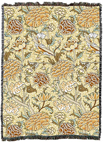 Pure Country Weavers William Morris Cray Butterscotch Blanket - Arts & Crafts - Gift Tapestry Throw Woven from Cotton - Made in The USA (72x54)