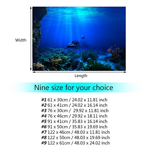 GOTOTOP Aquarium Background 75 Gallon Tank Aquarium Poster Adhesive, Aquarium Background Decoration Seaworld Poster Self-Adhesive Underwater Coral Decor(122 * 50cm)