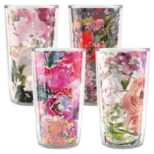 tervis kelly ventura floral collection made in usa double walled insulated tumbler travel cup keeps drinks cold & hot, 16oz 4pk - classic, assorted