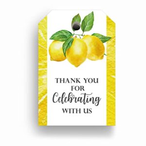 lemon thank you favor tags - favors for lemon bridal shower she found her main squeeze - 60 pack