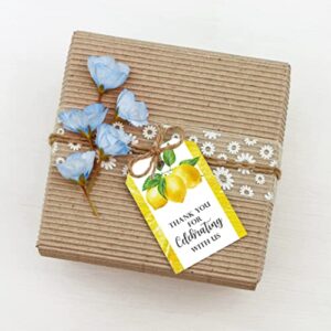 Lemon Thank You Favor Tags - Favors for Lemon Bridal Shower She Found Her Main Squeeze - 60 Pack