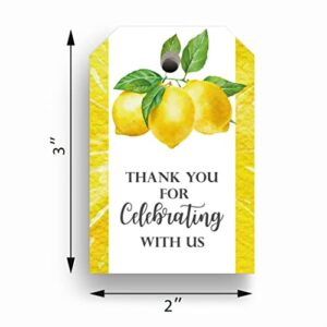 Lemon Thank You Favor Tags - Favors for Lemon Bridal Shower She Found Her Main Squeeze - 60 Pack