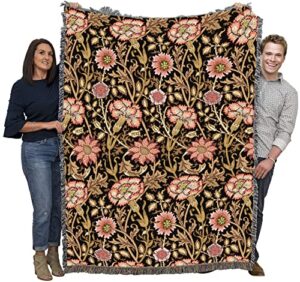 pure country weavers william morris pink and rose blush blanket - arts & crafts - gift tapestry throw woven from cotton - made in the usa (72x54)