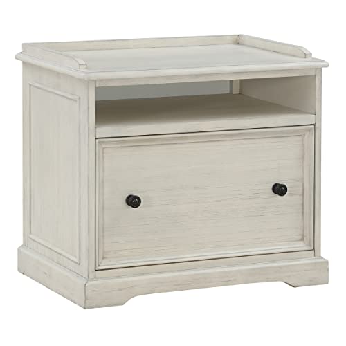 OSP Home Furnishings Country Meadows Lateral File Cabinet with Top Shelf, Antique White