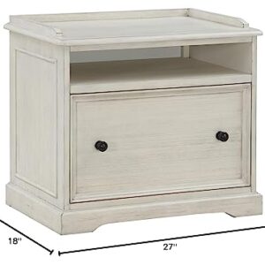 OSP Home Furnishings Country Meadows Lateral File Cabinet with Top Shelf, Antique White