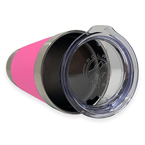 LaserGram 20oz Vacuum Insulated Tumbler Mug, Motorcycle, Personalized Engraving Included (Silicone Grip, Pink)