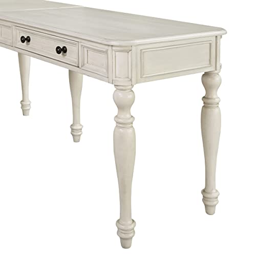 OSP Home Furnishings Country Meadows L-Shape Desk with 2 Full Drawers and Power Hub, Antique White