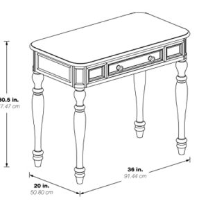 OSP Home Furnishings Country Meadows 36 Inch Writing Desk with Drawer, Plantation Grey