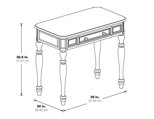 OSP Home Furnishings Country Meadows 36 Inch Writing Desk with Drawer, Plantation Grey