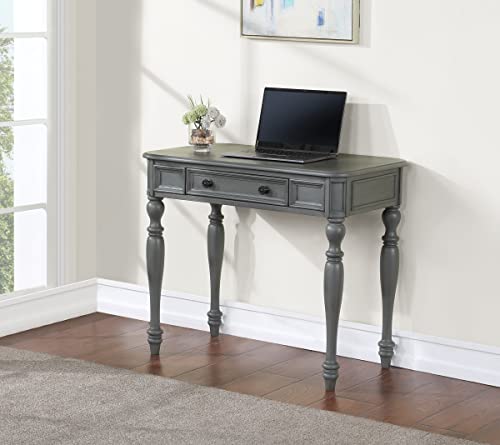 OSP Home Furnishings Country Meadows 36 Inch Writing Desk with Drawer, Plantation Grey