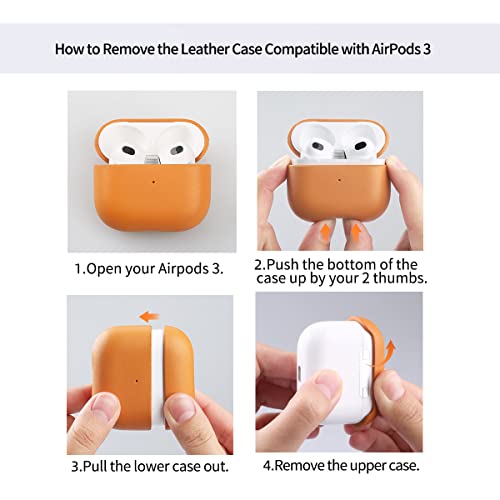 AirPods 3 Leather Case Cover, Docco Jette Fully-Wrapped Italian Genuine Leather Case for Apple AirPods 3,Supports Wireless Charging Front LED Visible