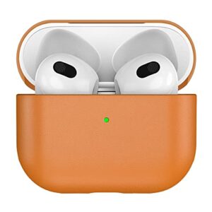airpods 3 leather case cover, docco jette fully-wrapped italian genuine leather case for apple airpods 3,supports wireless charging front led visible