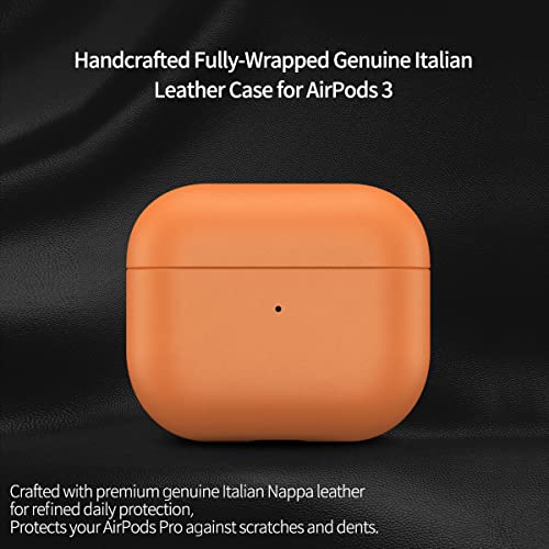 AirPods 3 Leather Case Cover, Docco Jette Fully-Wrapped Italian Genuine Leather Case for Apple AirPods 3,Supports Wireless Charging Front LED Visible