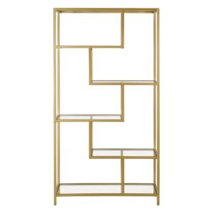 Isla 68'' Tall Rectangular Bookcase in Gold