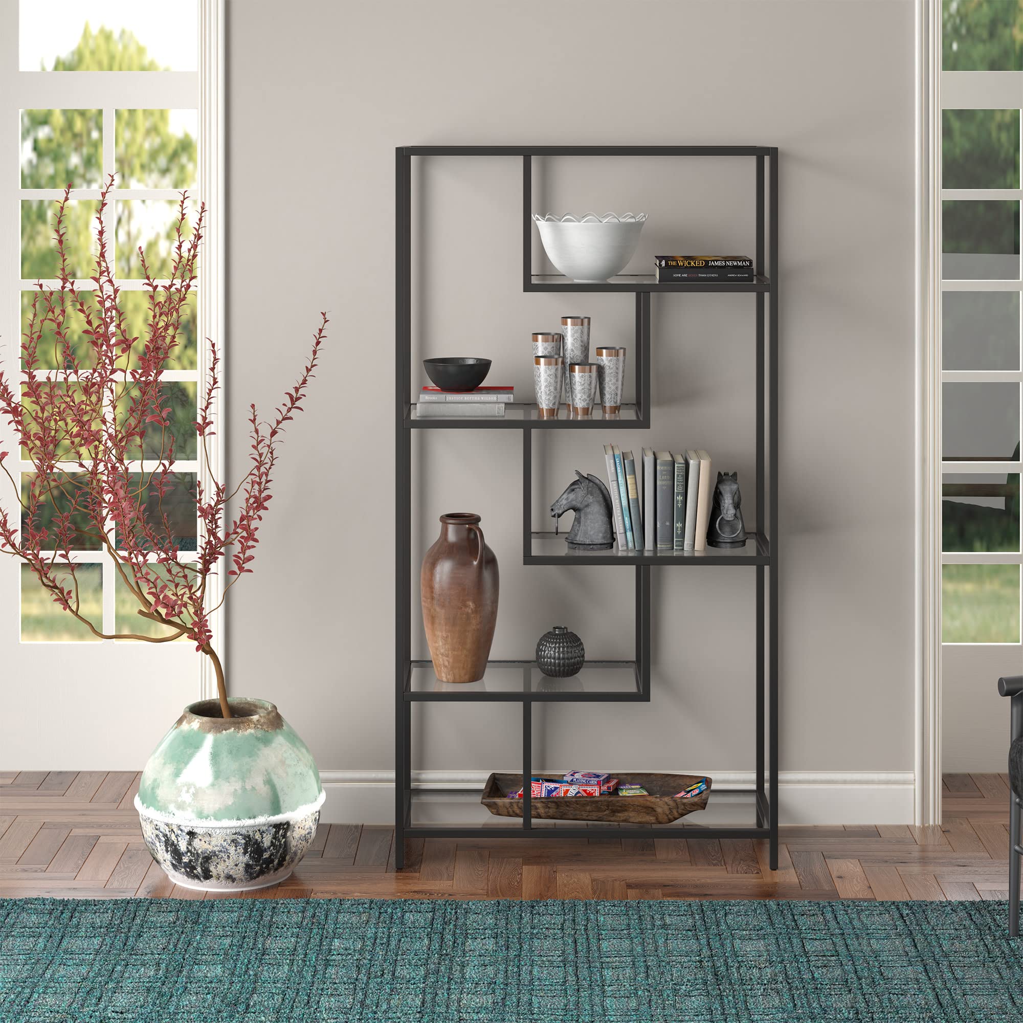 Isla 68'' Tall Rectangular Bookcase in Blackened Bronze